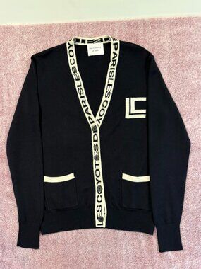 Les Coyotes de Paris Lacy Wool Blend Knit Varsity Button Cardigan Size 16